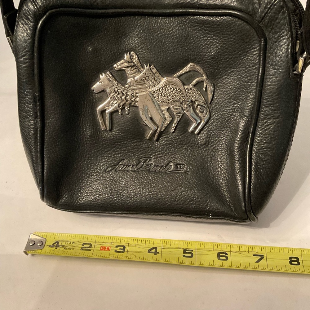 Laurel Burch soft black leather w silver horses - Picture 3 of 6